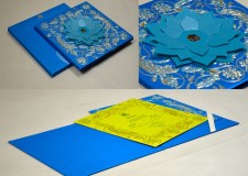 Blue Flower Cut Wedding Card Design GC 1064