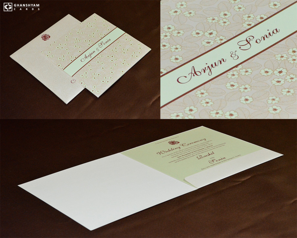 Light Weight Floral Wedding Card GC 3010